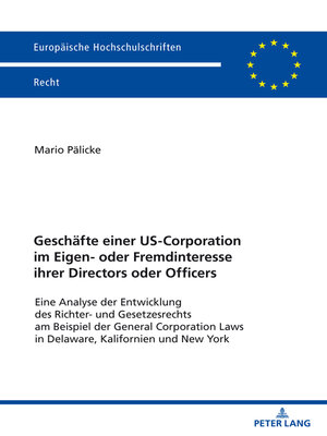 cover image of Geschaefte einer US-Corporation im Eigen- oder Fremdinteresse ihrer Directors oder Officers